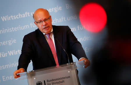 German Economic Affairs and Energy Federal Minister Peter Altmaier addresses the media in Berlin, Germany, July 17, 2018. REUTERS/Fabrizio Bensch