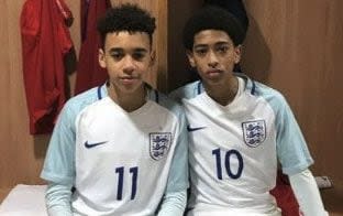 Jamal Musiala and Jude Bellingham during their England Under-15 days