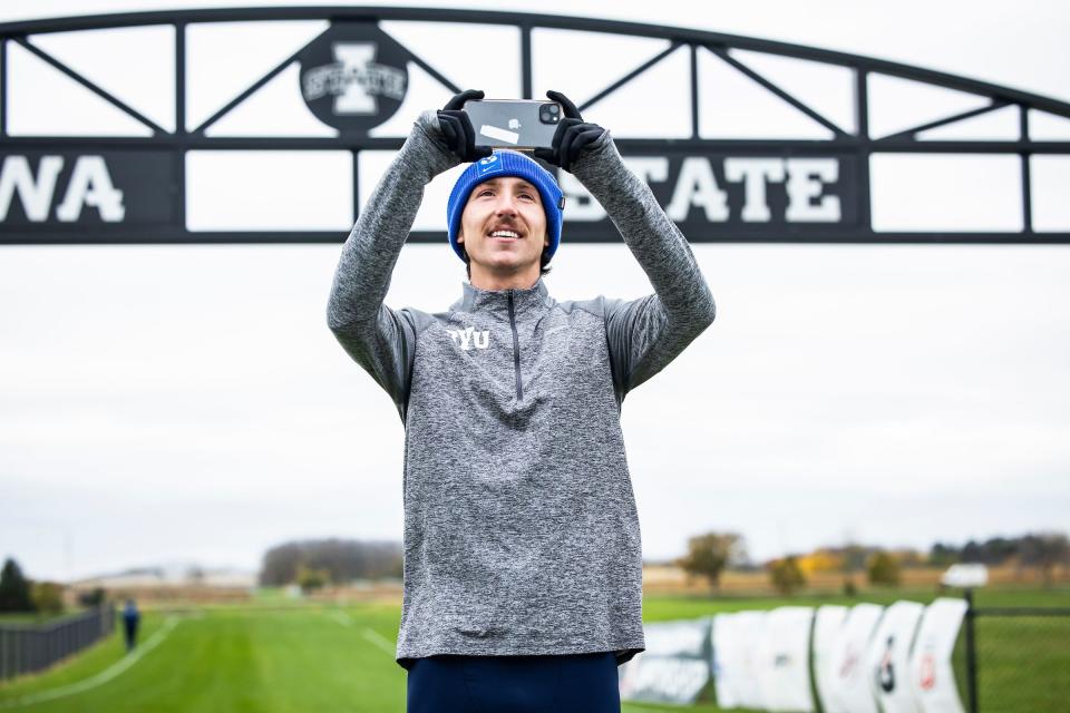 BYU’s Joey Nokes takes a selfie at the Big 12 Championships at Iowa State. Nokes and the No. 3-ranked Cougars will be competing in the NCAA cross-country regionals Friday. | BYU Photo