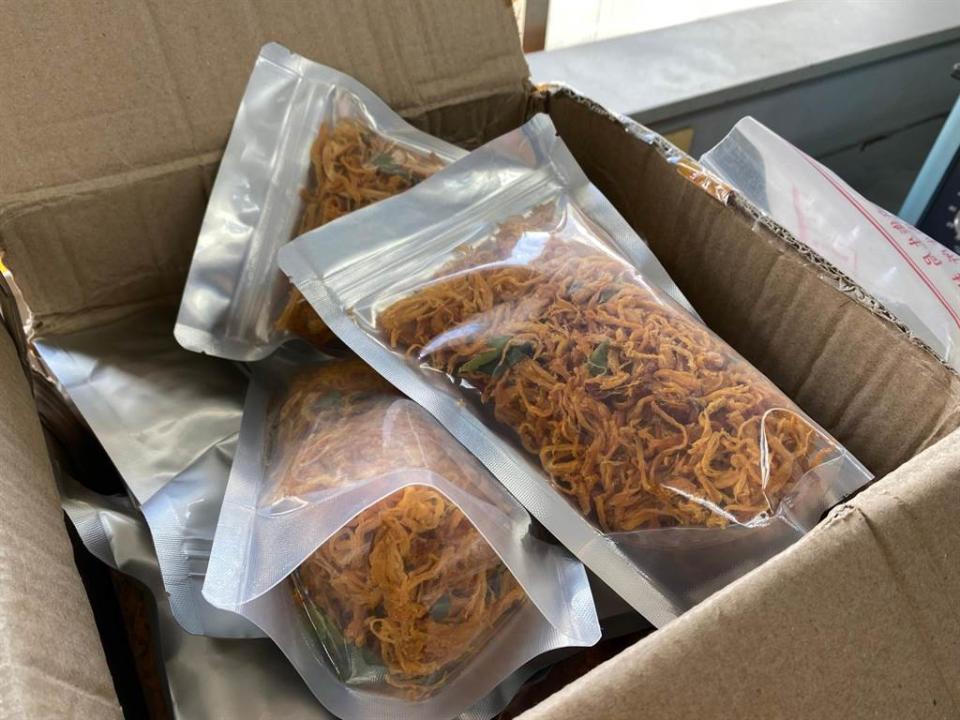 高雄市農業局採檢送驗的豬肉乾樣品。(高雄市農業局提供／林雅惠傳真)
