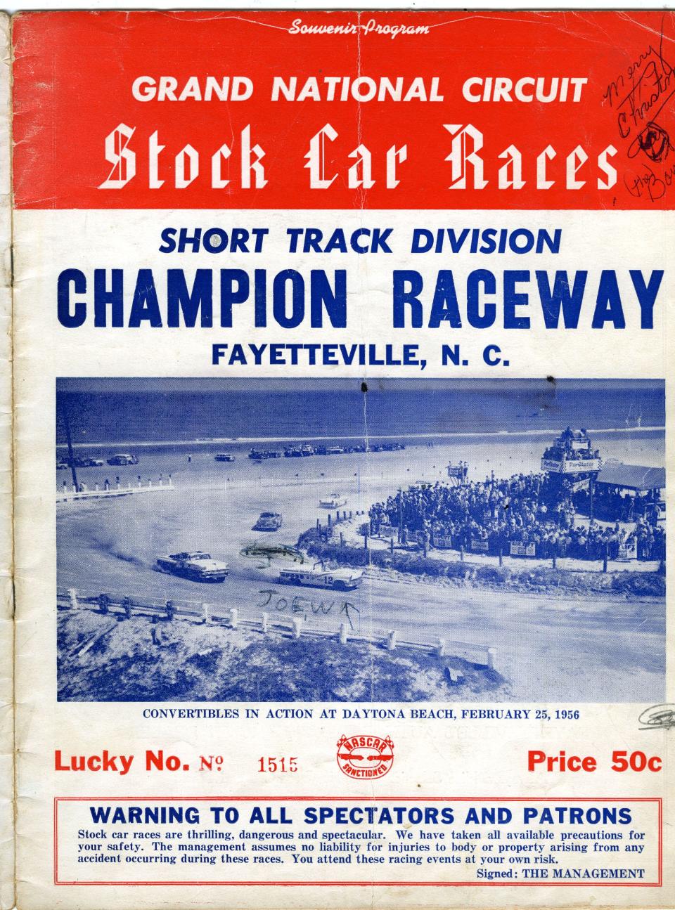 A souvenir program from Champion Speedway in 1956.