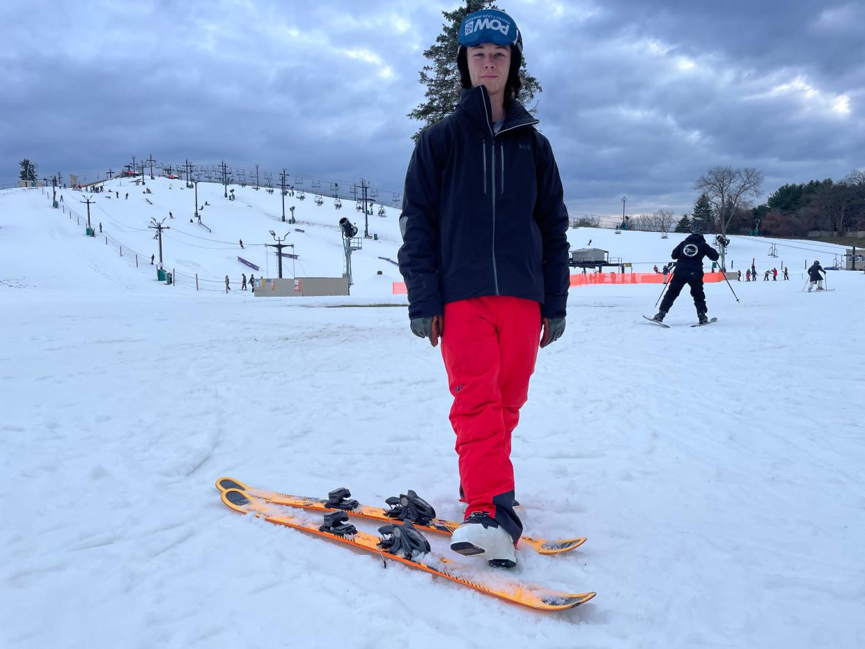 Coach and ski instructor Mitchell Krass prepares to meet high school students at Mount Brighton on Wednesday, Dec. 6, 2023.