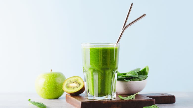 Green smoothie in glass