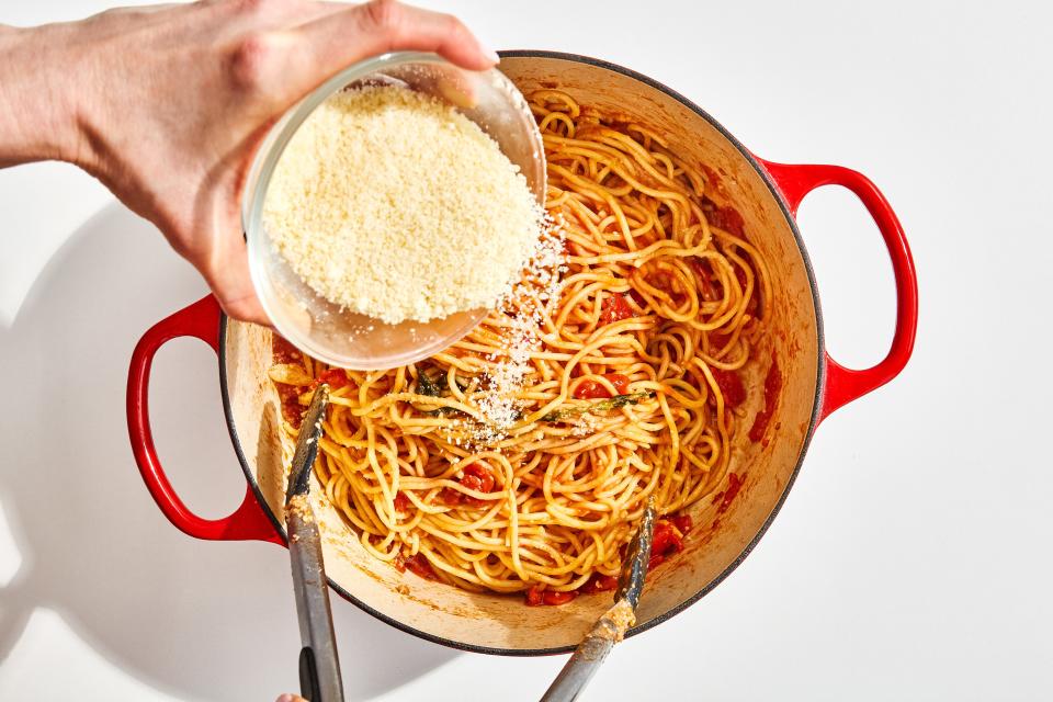 Adding Parm and butter to simple sauce builds texture and creamy flavor.