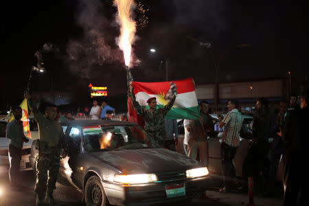 Kurds celebrate to show their support for the independence referendum in Erbil, Iraq September 25, 2017. REUTERS/Ahmed Jadallah