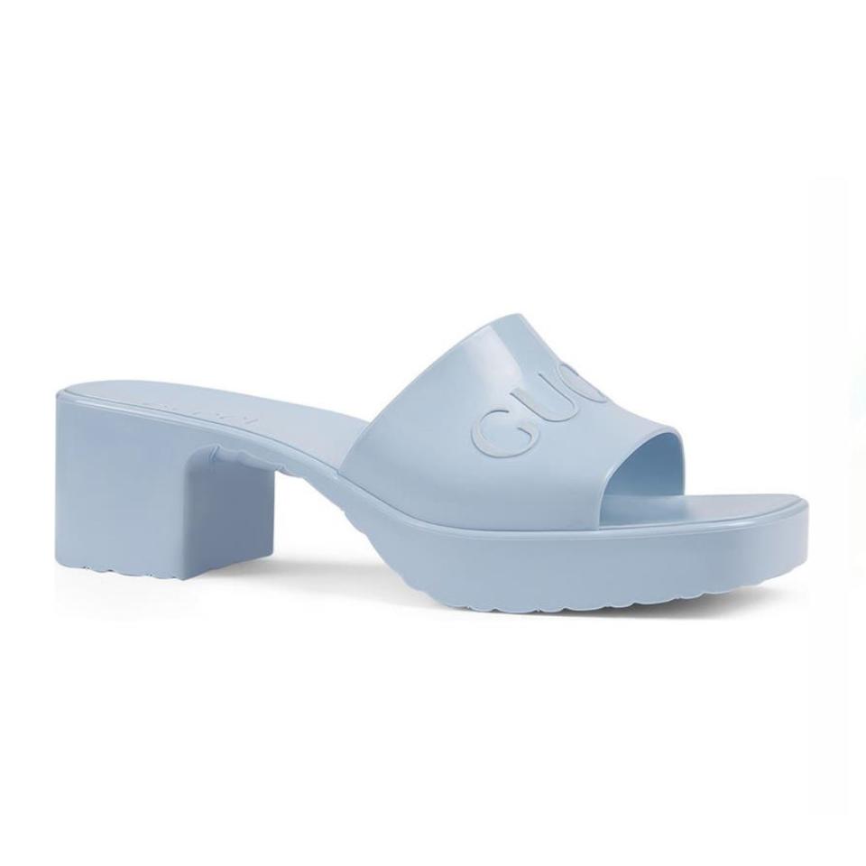 Gucci Rubber Logo Platform Slide Sandal
