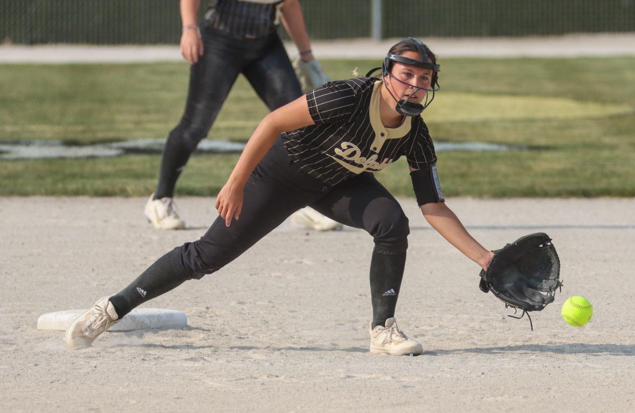Lacey Pickering reaches for a grounder.