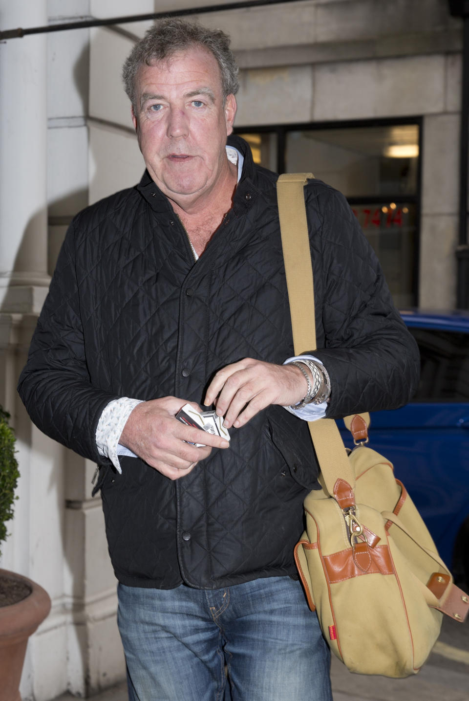 Jeremy Clarkson arrives at the Hampshire Hog in west London, where he, James May and Richard Hammond are giving press interviews ahead of the launch of The Grand Tour, their Amazon Prime motoring show.