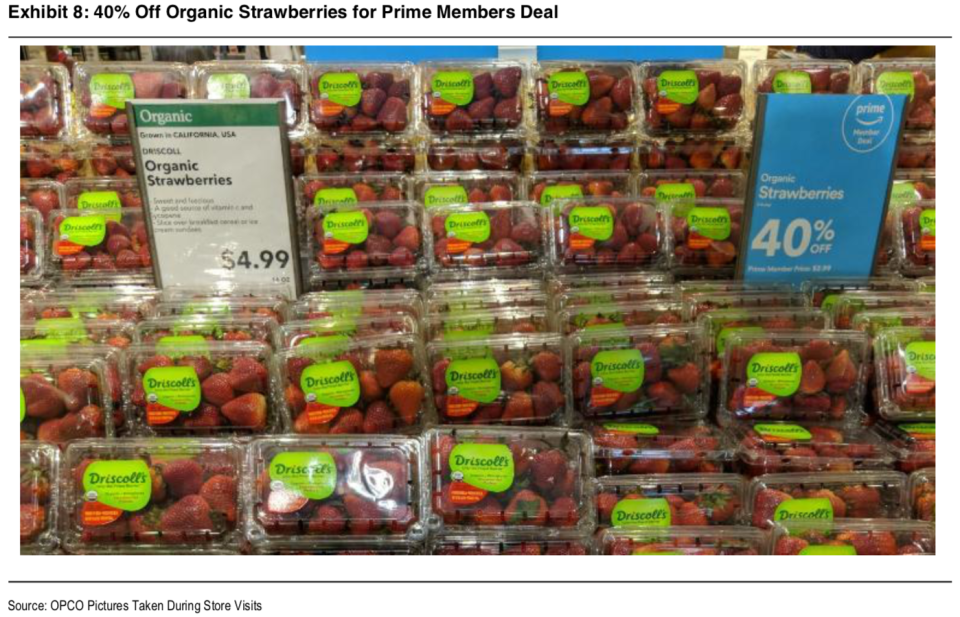Oppenheimer analysts visited Whole Foods in Ft. Lauderdale to see the Prime member discounts.