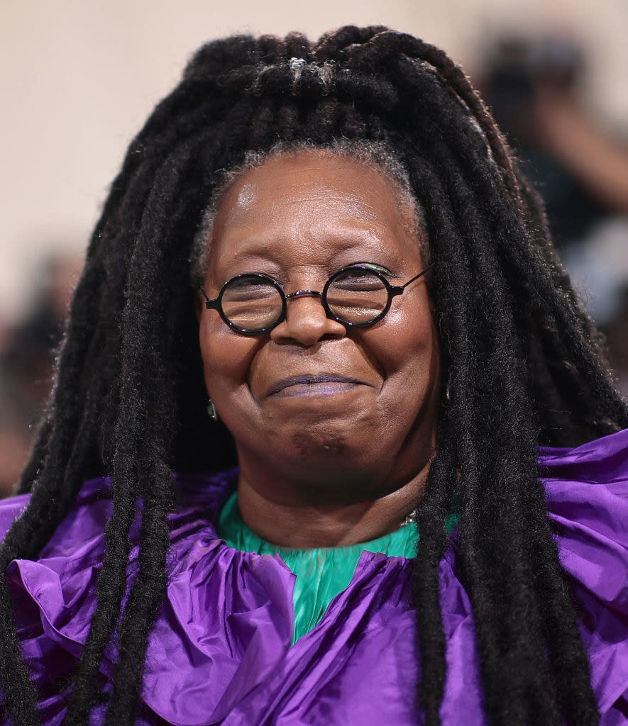 A close up of Whoopi Goldberg as she smiles