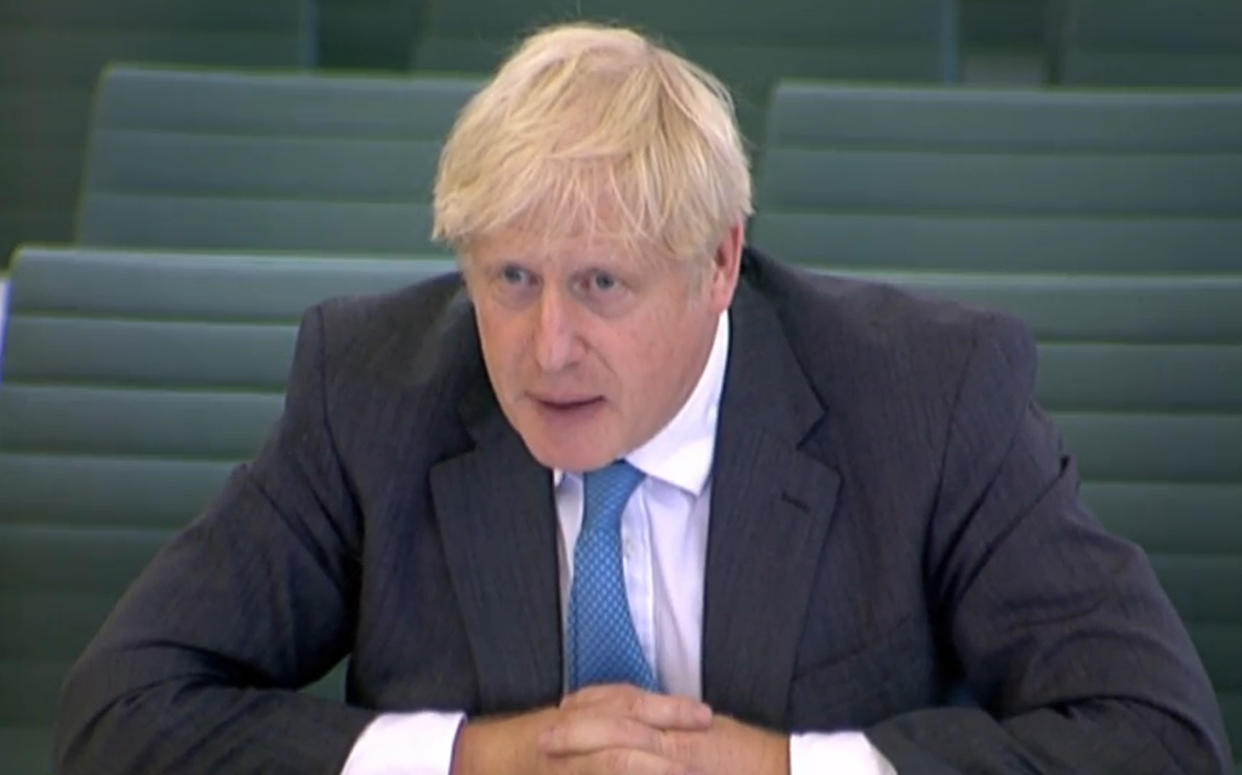 Boris Johnson gives evidence to the Commons Liaison Committee in the Boothroyd Room in the House of Commons, London, where he admitted there was not enough coronavirus testing capacity and promised that there would be capacity for 500,000 tests a day by the end of October.