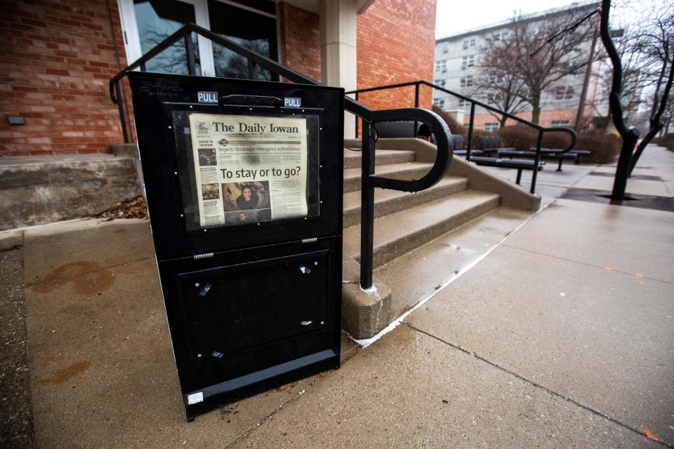 At the University of Iowa, home of the Daily Iowan newspaper,  students were moving out of residence hall dorm on March 19, 2020.