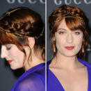 <b>Celebrities in plaits: Florence Welch </b><br><br>The Florence + The Machine singer showed off her golden auburn locks in a plaited up-do, complete with golden headpiece.<br><br>© Rex