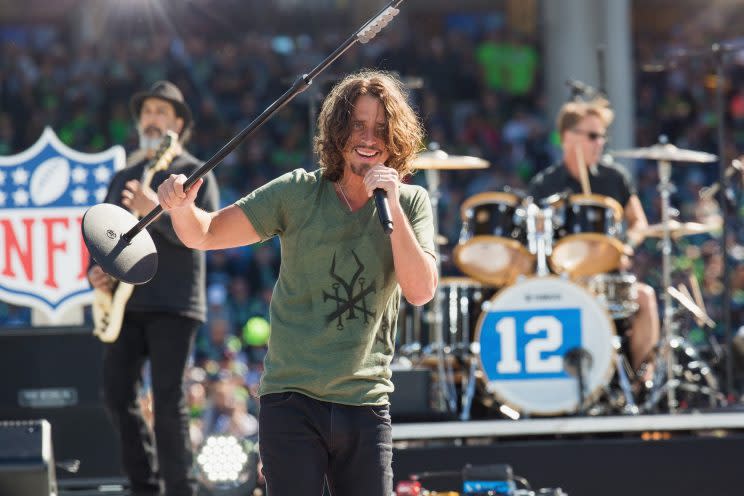 Chris Cornell and Soundgarden play before the Seahawks' 2014 season opener. (Getty Images)