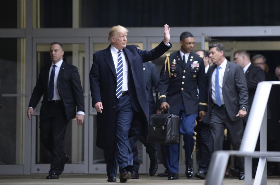 <p>Trump will take nuclear football out of DC on his final day in office </p> (Olivier Doulier - Pool/Getty Images)