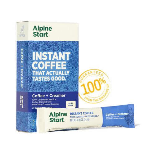 6) Alpine Start Dairy-Free Coffee + Creamer Instant Latte