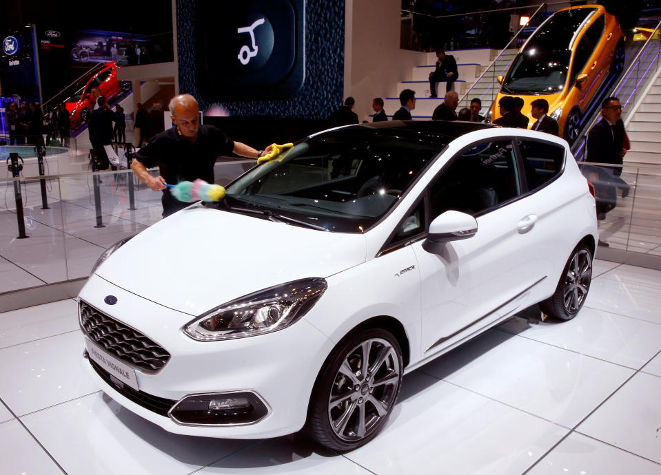 A Ford Fiesta Vignale car is seen during the 87th International Motor Show at Palexpo in Geneva