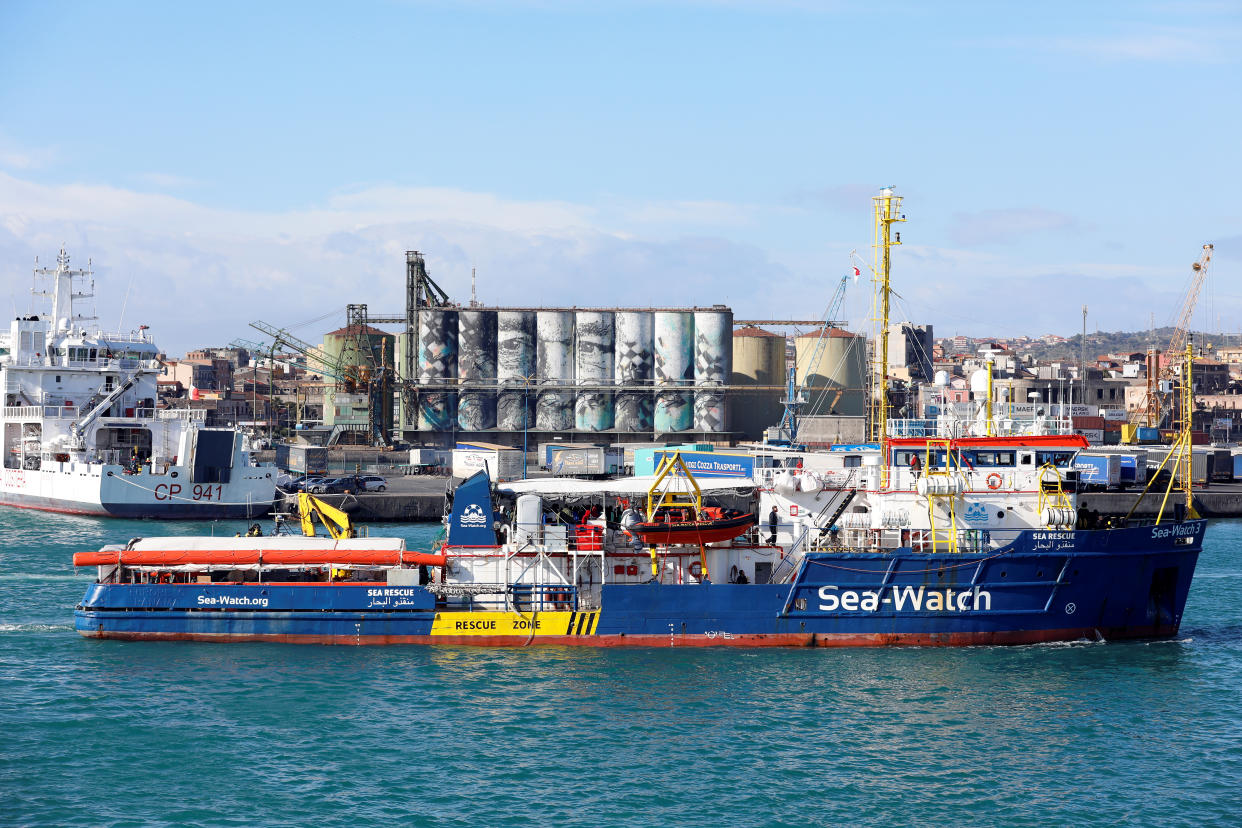 The migrant search and rescue ship Sea-Watch 3 arrive at the port of Catania, Italy, January 31, 2019. REUTERS/Antonio Parrinello