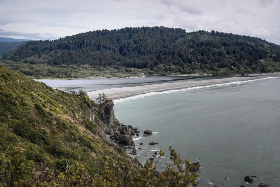 The Klamath River meets the Pacific Ocean.