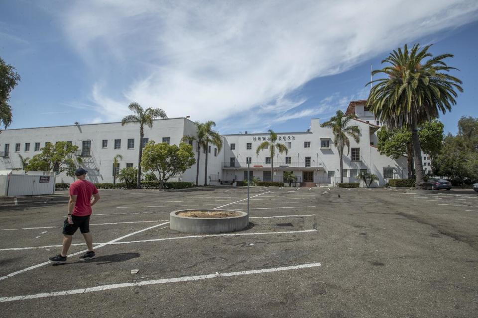 A photo of the parking lot outside the longtime News-Press headquarters.