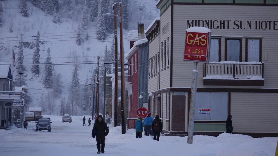 Dawson City pictured in winter. Resident Xander Mann says "on a bleak and dark December day, when we get gray light for three or four hours, I would love to be able to sit down and eat a big old plate of Jamaican jerk pork and rice and beans." 