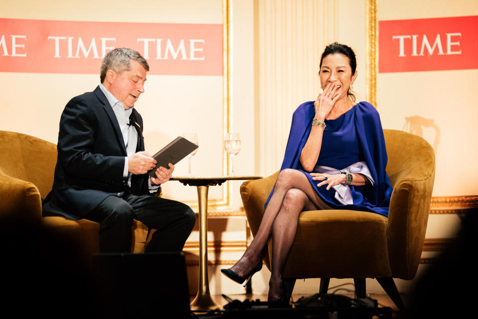 TIME’s 2022 Icon of the Year Michelle Yeoh onstage at the TIME 2022 Person of the Year reception, at The Plaza Hotel in New York City, on Dec. 8, 2022.<span class="copyright">Poupay Jutharat for TIME</span>