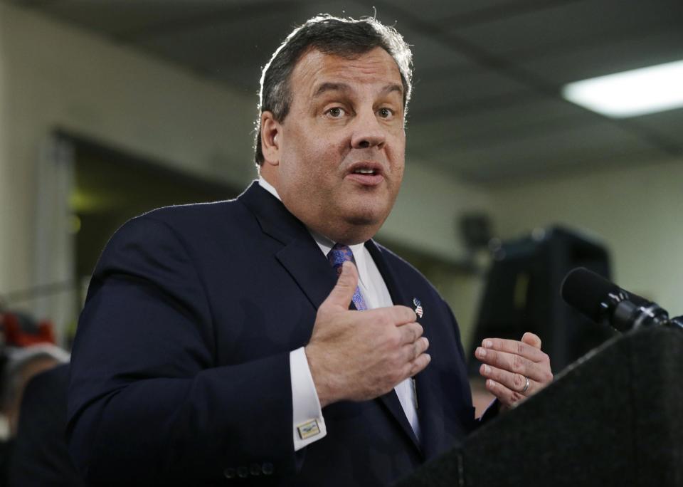 FILE - In this Feb. 4, 2014, file photo, New Jersey Gov. Chris Christie speaks in Keansburg, N.J., at a gathering of residents whose homes in Keansburg, were heavily damaged by Superstorm Sandy. Where just months ago Republicans brimmed with pride in Christie’s landslide re-election, doubts about his prospects as a potential presidential candidate have begun creeping quietly into the minds of some donors in key states, according to some GOP fundraisers. (AP Photo/Mel Evans, File)