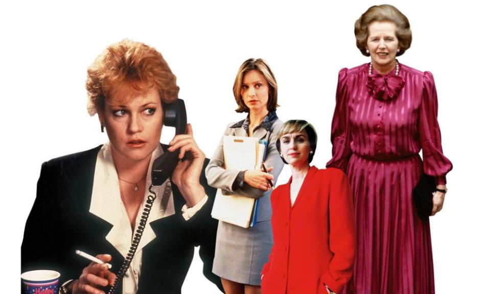 That was then (from left): Melanie Griffith in Working Girl; Calista Flockhart as Ally McBeal; journalist Tina Brown, 1993; Margaret Thatcher, 1984.