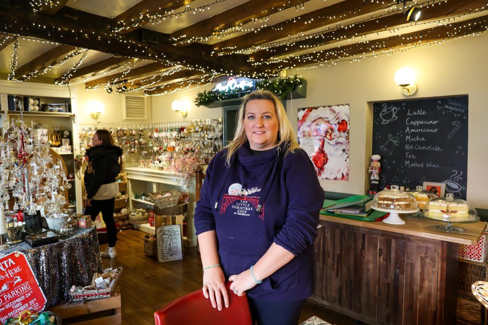 The self-confessed Christmas lover decided to go all out and opened a Christmas-themed cafe alongside her festive shop. (Anita Maric/SWNS)