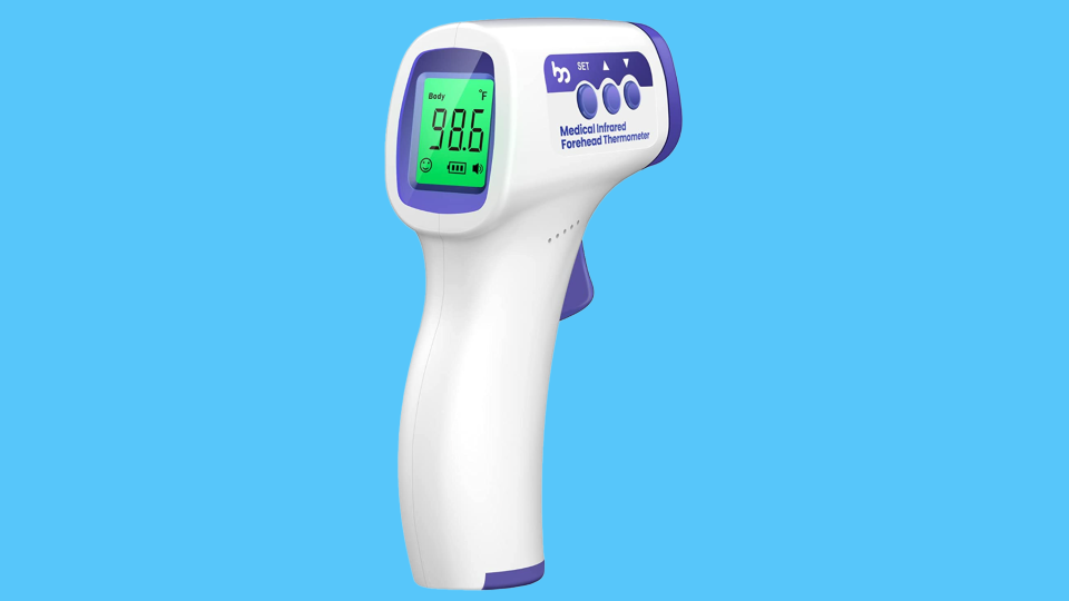 This no-contact thermometer can indicate colors that correspond with your temperature, making it easier to interpret.