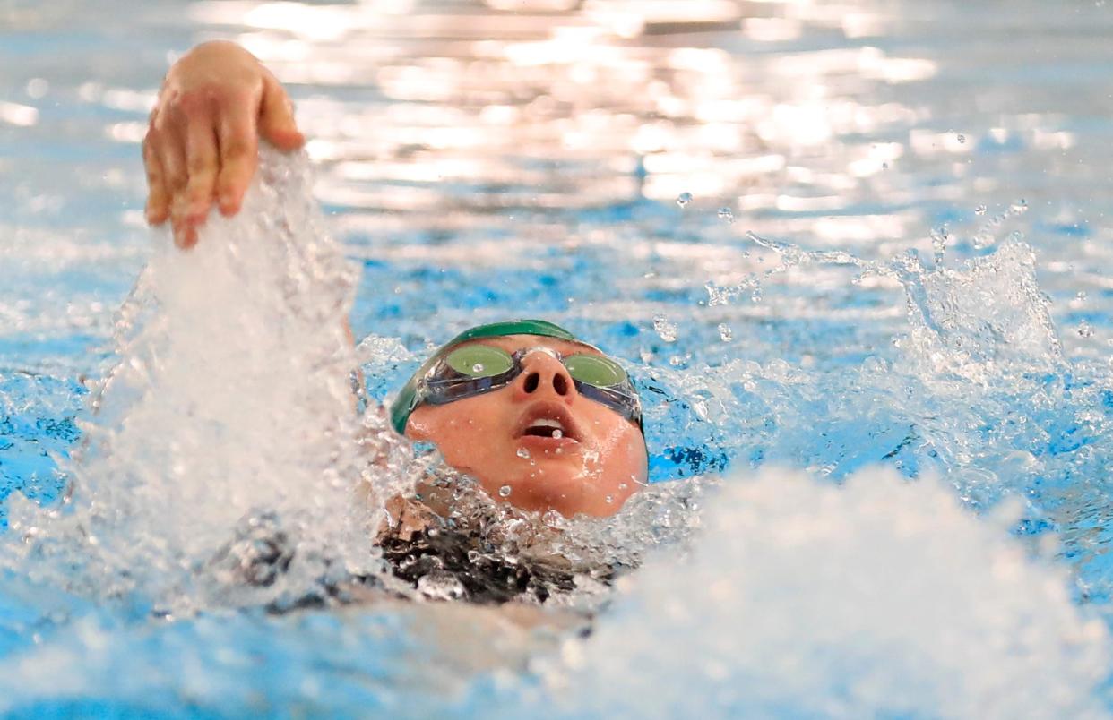 Cedar Park senior Michaela Koltz, competing at the UIL state swimming and diving meet last year, will swim and study at Rice beginning in the fall. She wants to study microbiology. An avid reader, she would like to visit the Mediterranean Sea someday and learn about the coastal customs in the region.