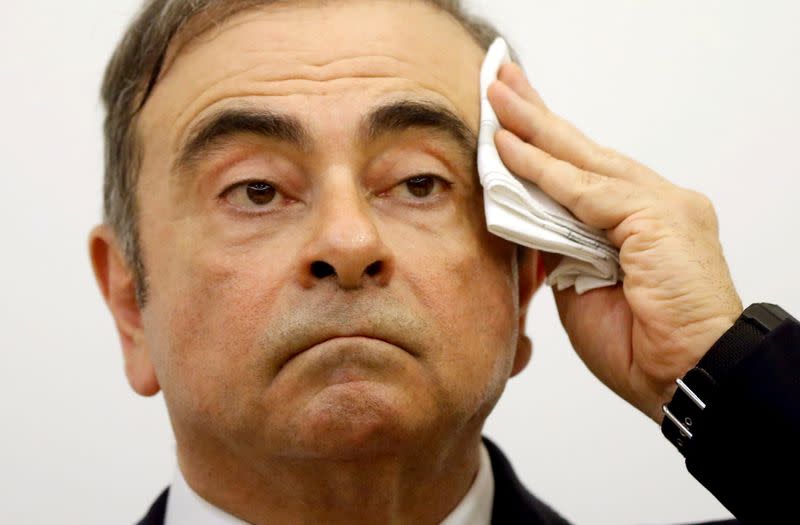 FILE PHOTO: Former Nissan chairman Carlos Ghosn's news conference in Beirut