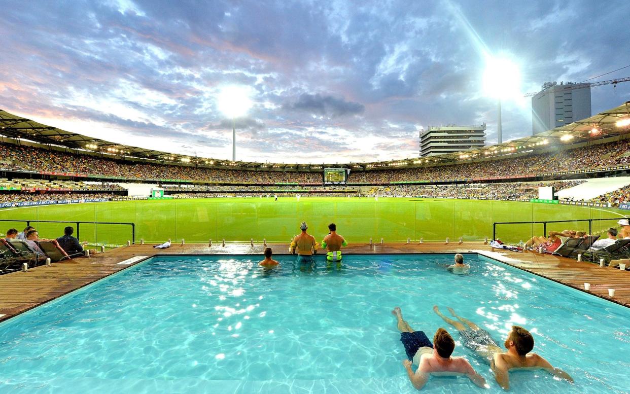 Fans in the boundary pool at the Gabba, Brisbane, venue for the opening Ashes Test - Getty Images AsiaPac