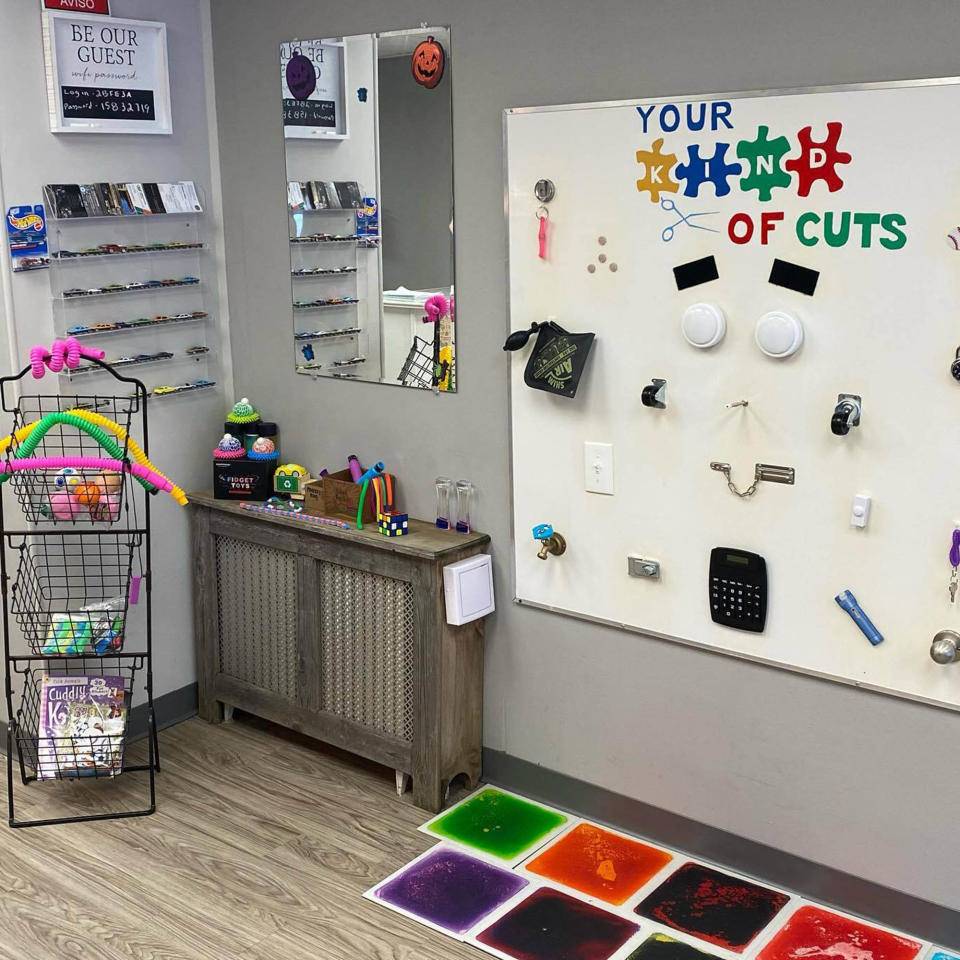 A sensory station for clients at Your Kind Of Cuts, where barber Billy Dinnerstein provides hair cuts to children and adults with disabilities. (Your Kind of Cuts via Facebook)