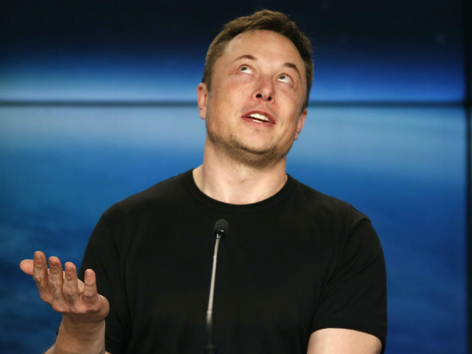 Elon Musk speaks after the Falcon Heavy rocket last month: Joe Skipper/Reuters