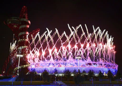 Fireworks explode over the Olympic Stadium during the London Olympics opening ceremony on July 28. The vision dreamed up by Oscar-winning director Danny Boyle featured moments of drama and comic interludes, celebrating Britain's musical and cultural heritage and the cherished National Health Service