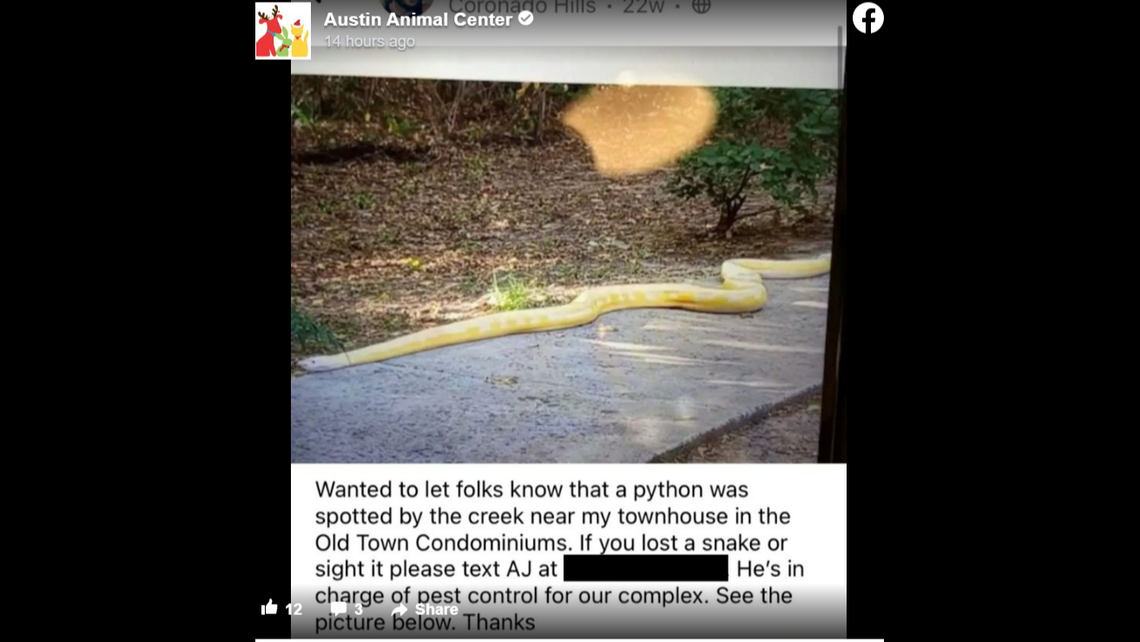 The snake had been sighted off and on in Coronado Hills since the summer, residents said.