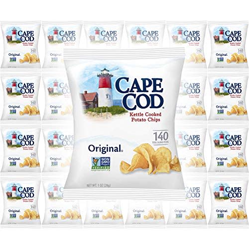 Cape Cod Original Kettle Cooked Potato Chips, Gluten-Free 1oz Bag (Pack of 24, Total of 24 Oz)