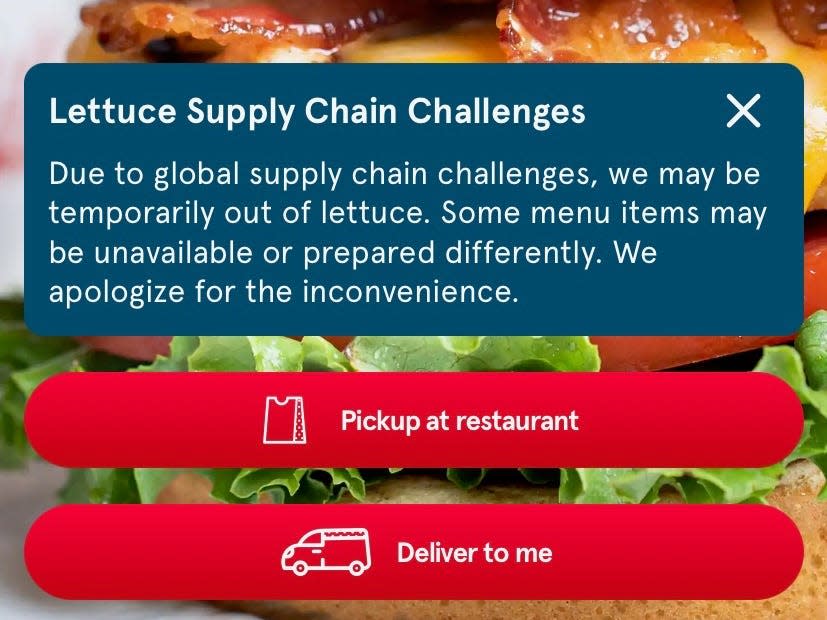 Chick-fil-A lettuce shortage