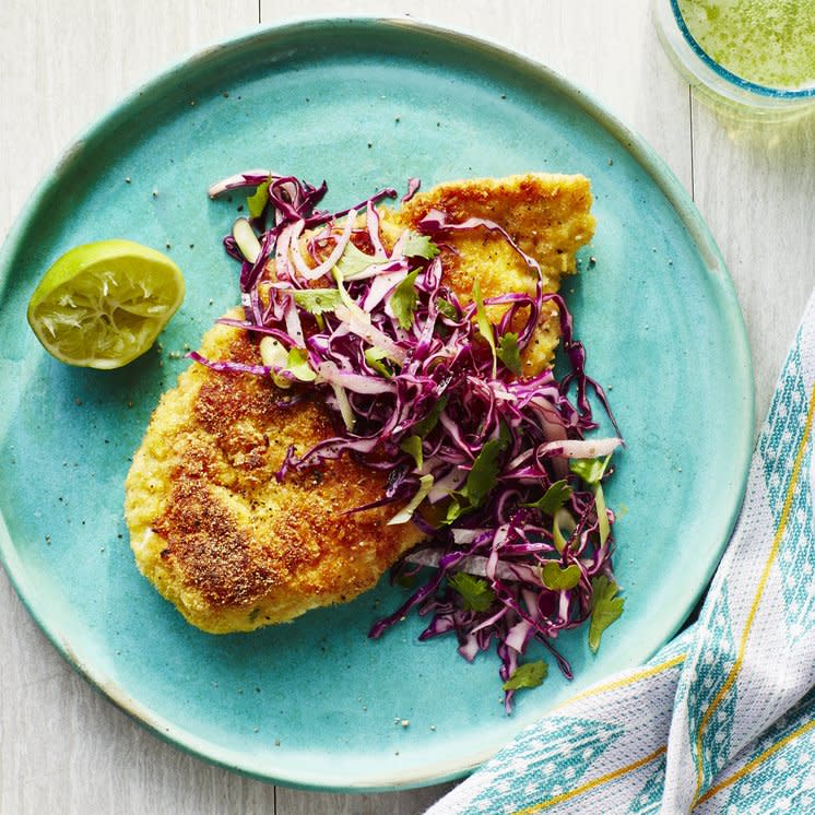 Milanesa de Pollo with Jicama Slaw