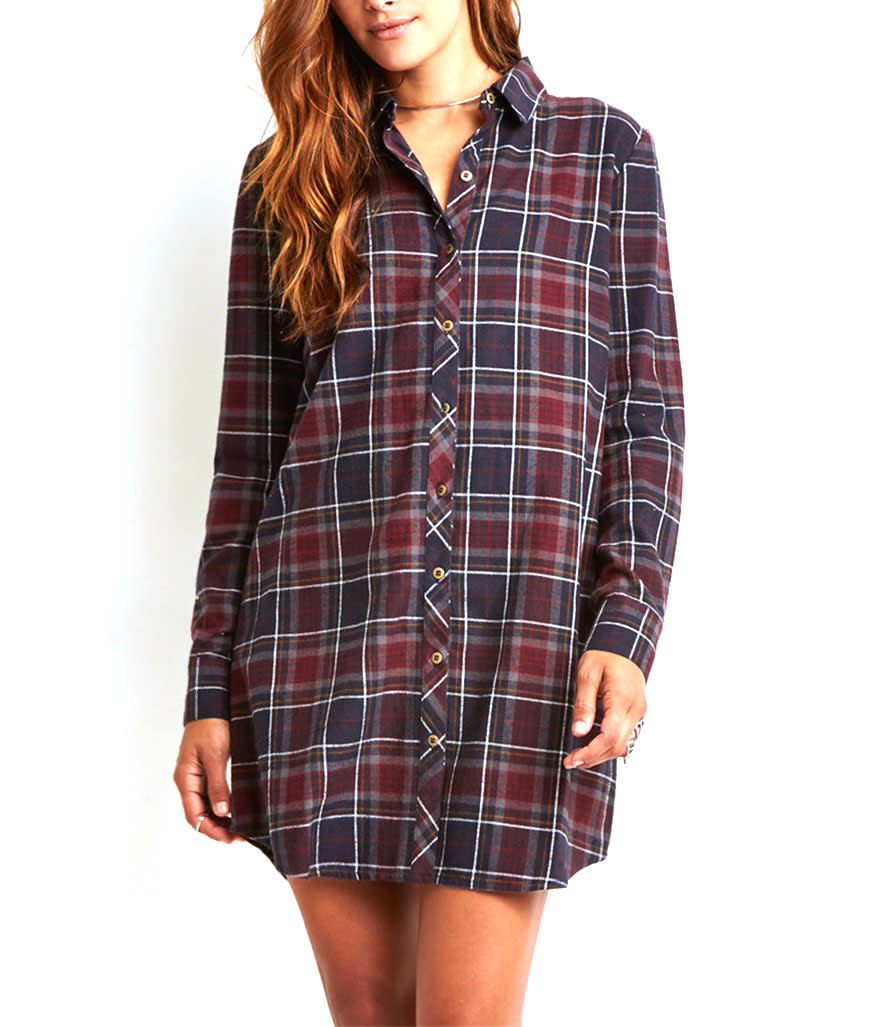<p>Forever 21 Plaid Flannel Shirt Dress, $23,<a rel="nofollow noopener" href="http://www.forever21.com/Product/Product.aspx?Br=F21&Category=DRESS&ProductID=2000183574&VariantID=&recid=product_rr-_-00130716-_-00183574-_-58-_-1" target="_blank" data-ylk="slk:forever21.com;elm:context_link;itc:0;sec:content-canvas" class="link "> forever21.com</a></p>