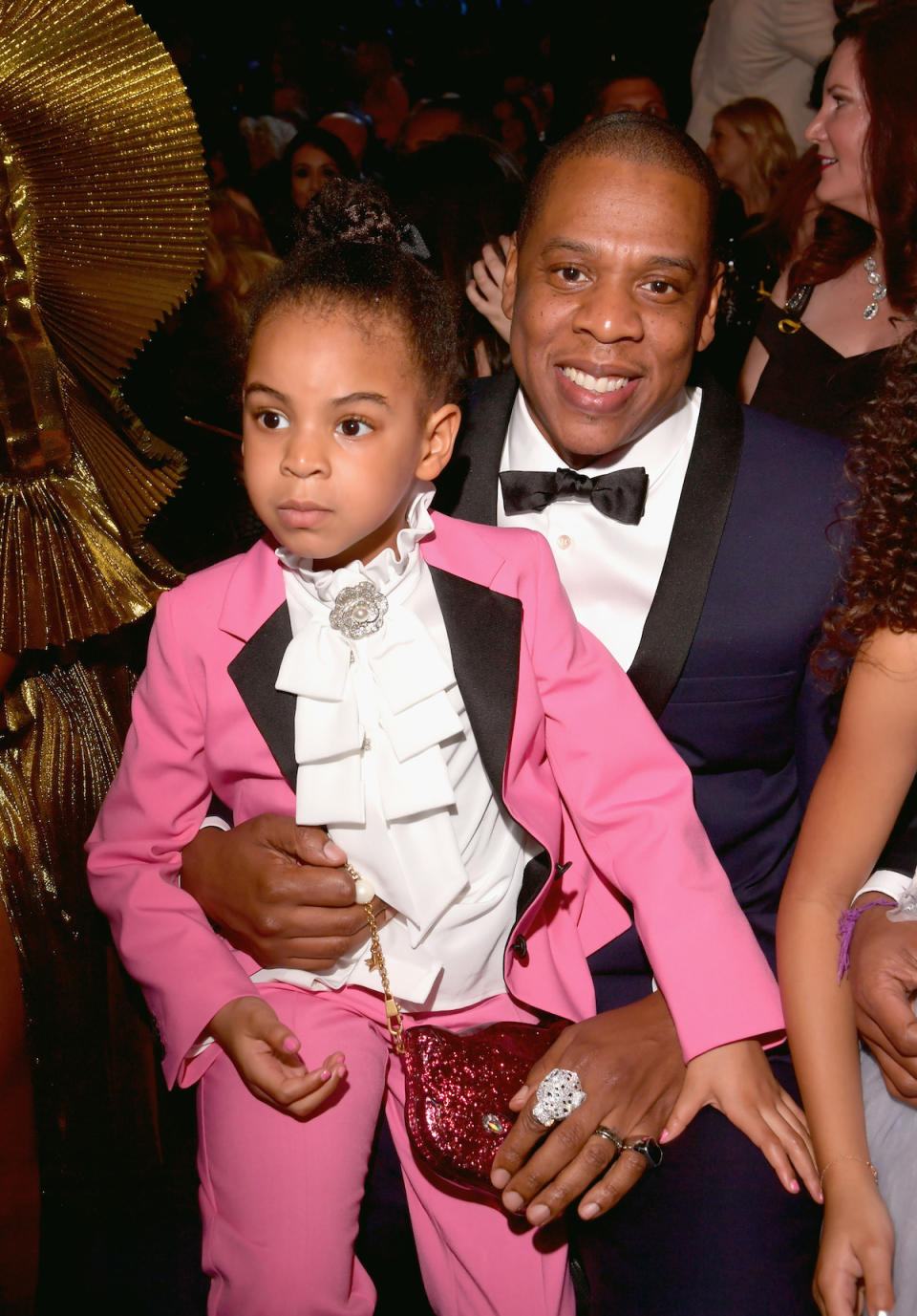 <p>Beyoncé and Jay Z’s daughter carried a cute Gucci bag that she was entirely obsessed with. (Photo: Getty Images) </p>