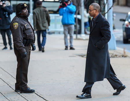 Caesar Goodson arrives at the courthouse for the first day of jury selection in Baltimore, Maryland, January 11, 2016. REUTERS/Bryan Woolston