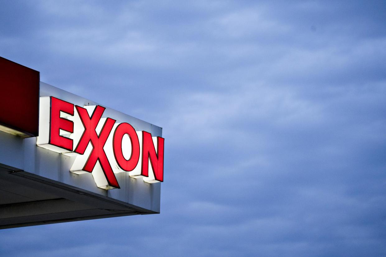 <span>An Exxon gas station in 2020.</span><span>Photograph: Andrew Harrer/Bloomberg via Getty Images</span>