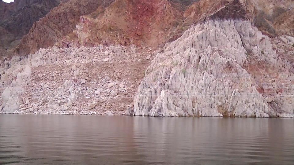 According to the Las Vegas Valley Water District, the water level of Lake Mead has dropped approximately 170 feet since January 2000. / Credit: CBS News