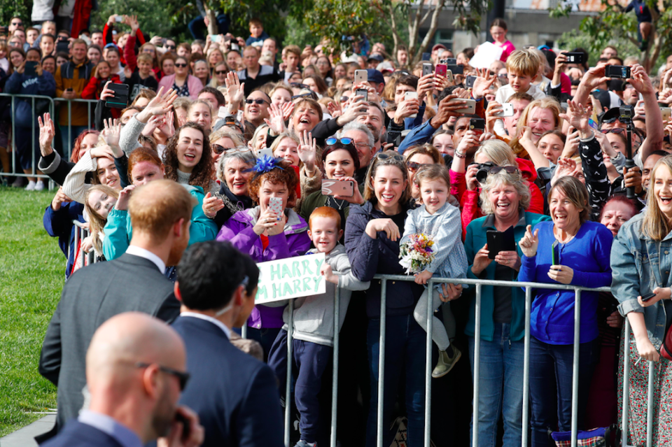 Thousands gathered to see the royals at the memorial. Photo: Getty