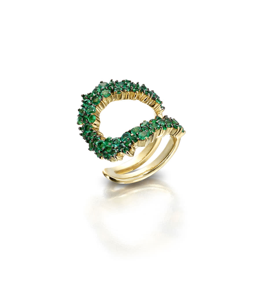 <p>Emerald Mirian Ring, $7,200, <a rel="nofollow noopener" href="https://www.modaoperandi.com/ana-khouri-r18/mirian-ring" target="_blank" data-ylk="slk:modaoperandi.com;elm:context_link;itc:0;sec:content-canvas" class="link ">modaoperandi.com</a> </p>