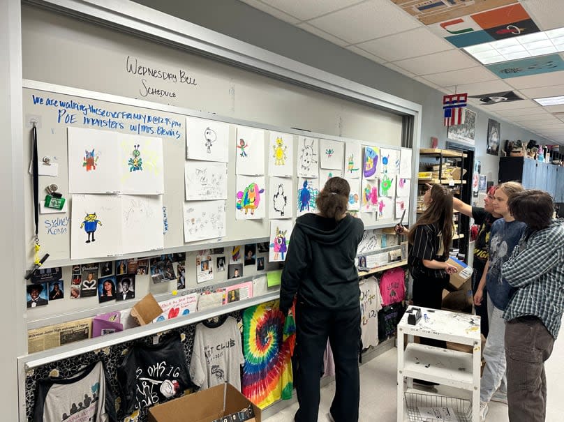 Mrs. Laberis and the elementary school teacher, Mrs. Belvins said they plan to turn this into a tradition, and it was the perfect blend of art classes coming together.