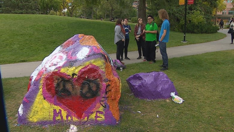 Painted protests: U of C's The Rocks get multiple message makeovers