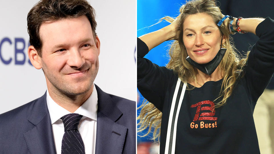 Pictured here, NFL icon Tony Romo and supermodel Gisele Bundchen.